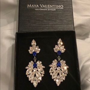 Custom-made Chandelier Earrings Crystal and Blue